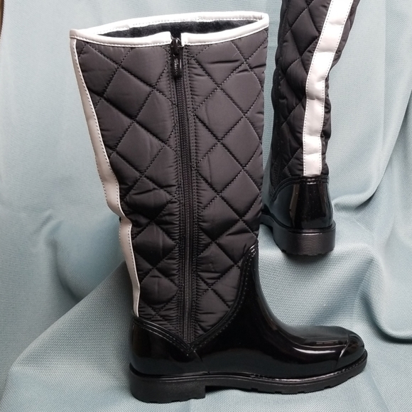 Weeboo black quilted rain boots zipper - Picture 2 of 8